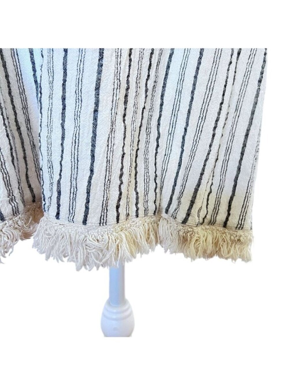 Lagenlook Womens Sz L Tunic Fringe Oversized Boho Earthy Granola Neutral Beachy - Picture 4 of 12
